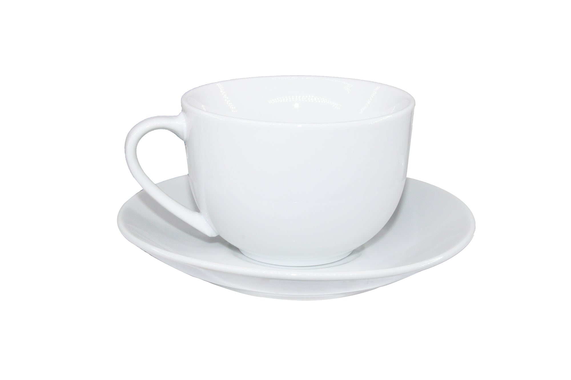 12 Piece Fine Bone Tea Cup & Saucer Drinkware Set - Pure White