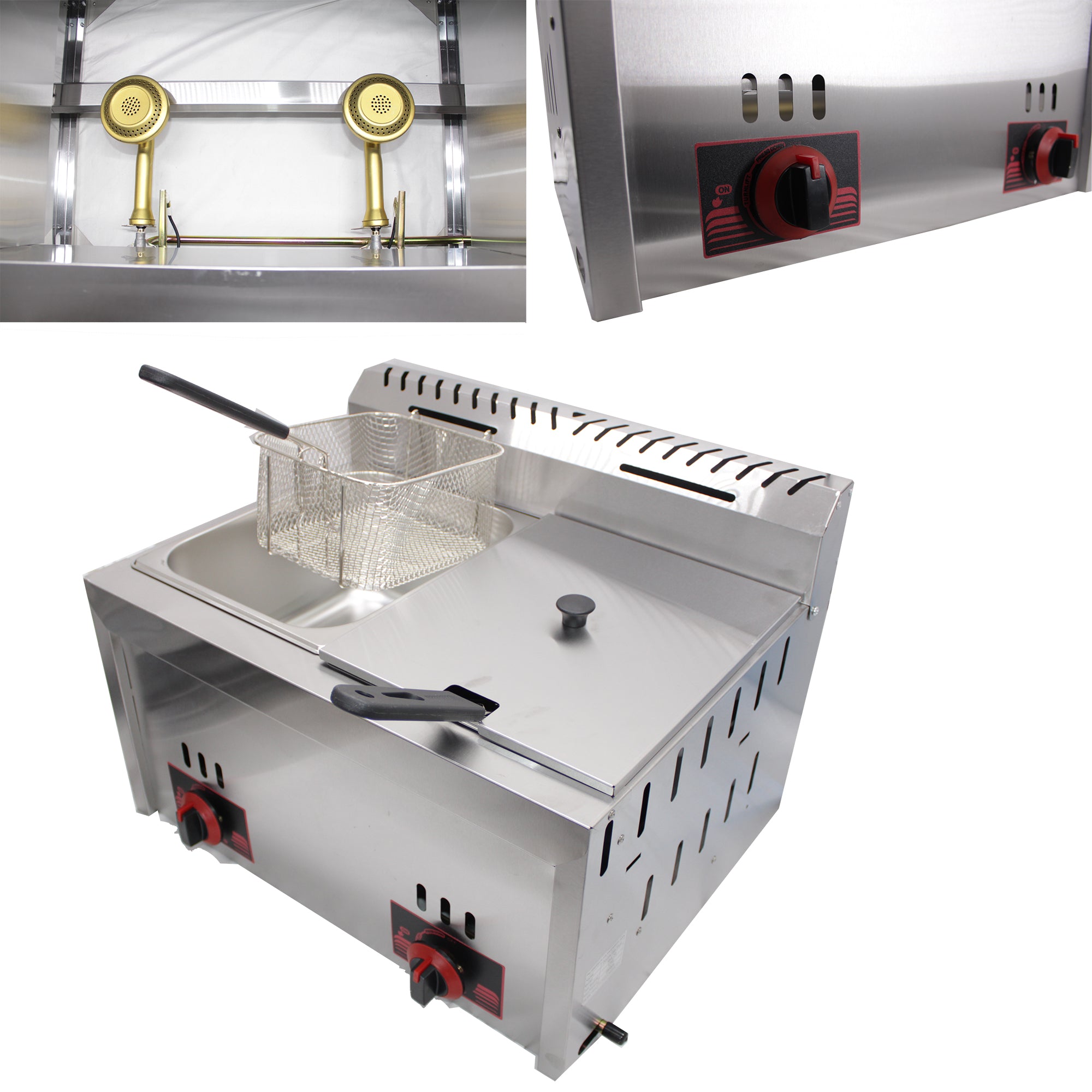 Delica 6L + 6L Golden Burner Double Tank Commercial Grade Gas Deep Fryer