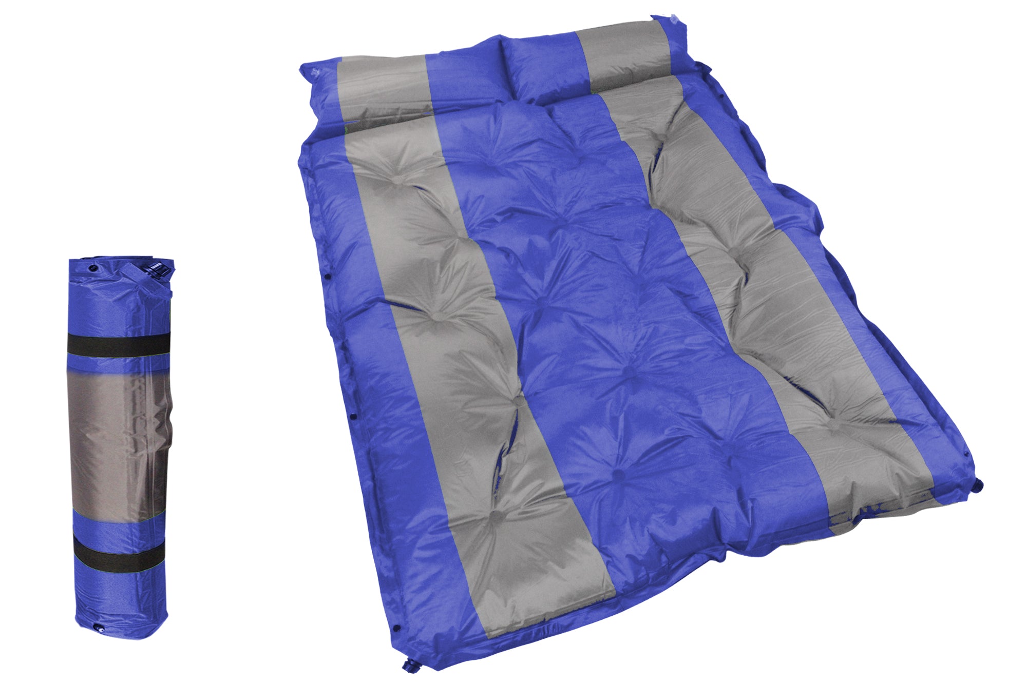 184x120cm Self-Inflating Double Camping Mattress with Inflatable Headrests