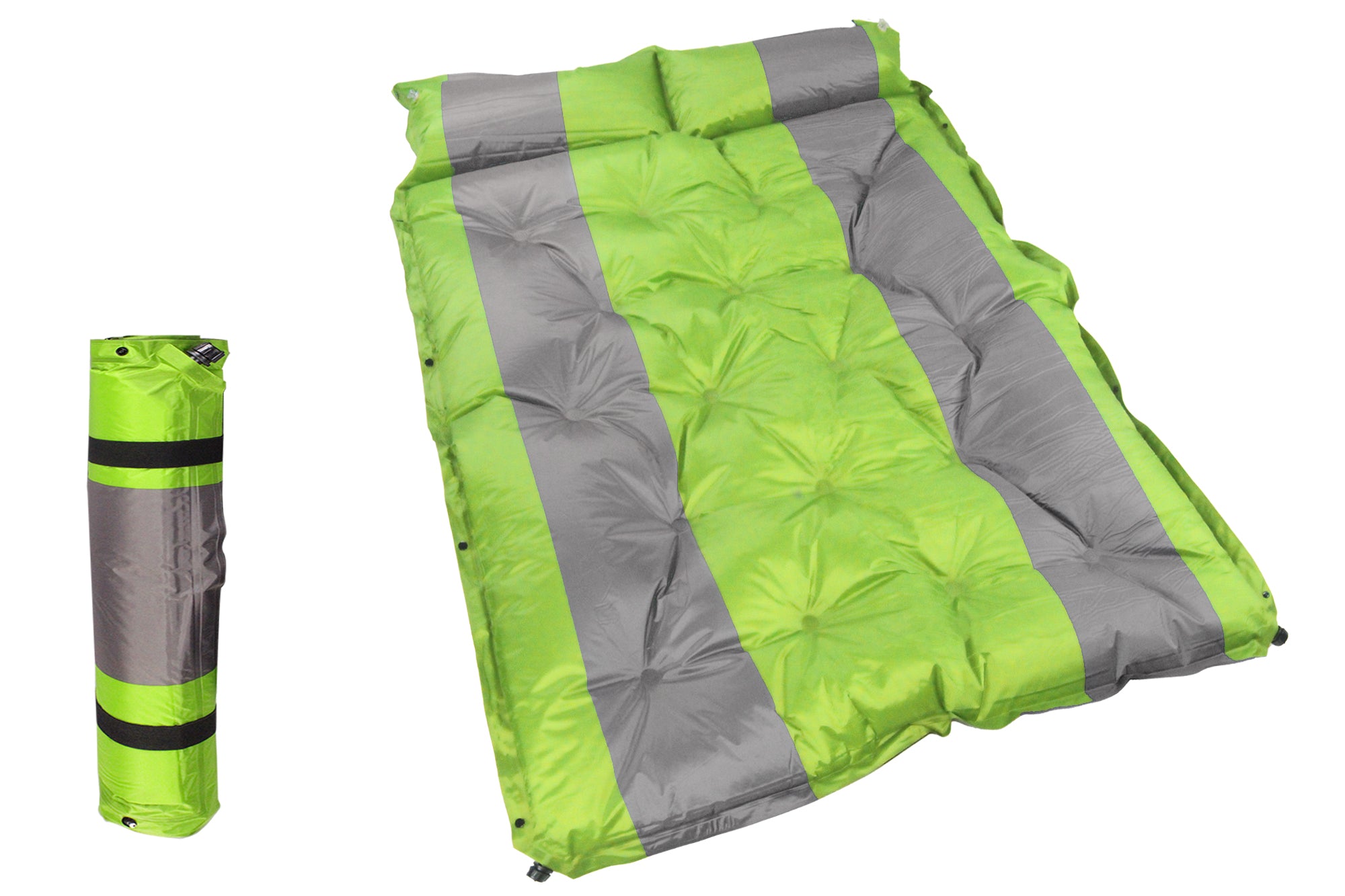 184x120cm Self-Inflating Double Camping Mattress with Inflatable Headrests