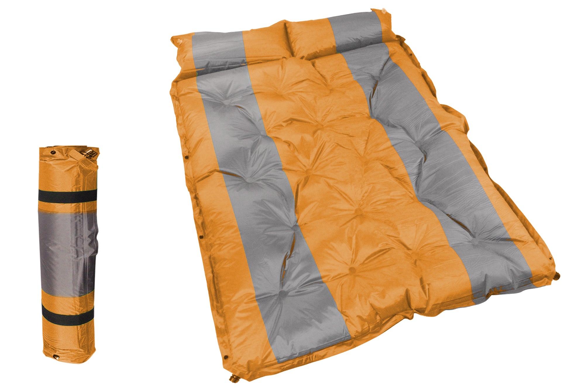 184x120cm Self-Inflating Double Camping Mattress with Inflatable Headrests