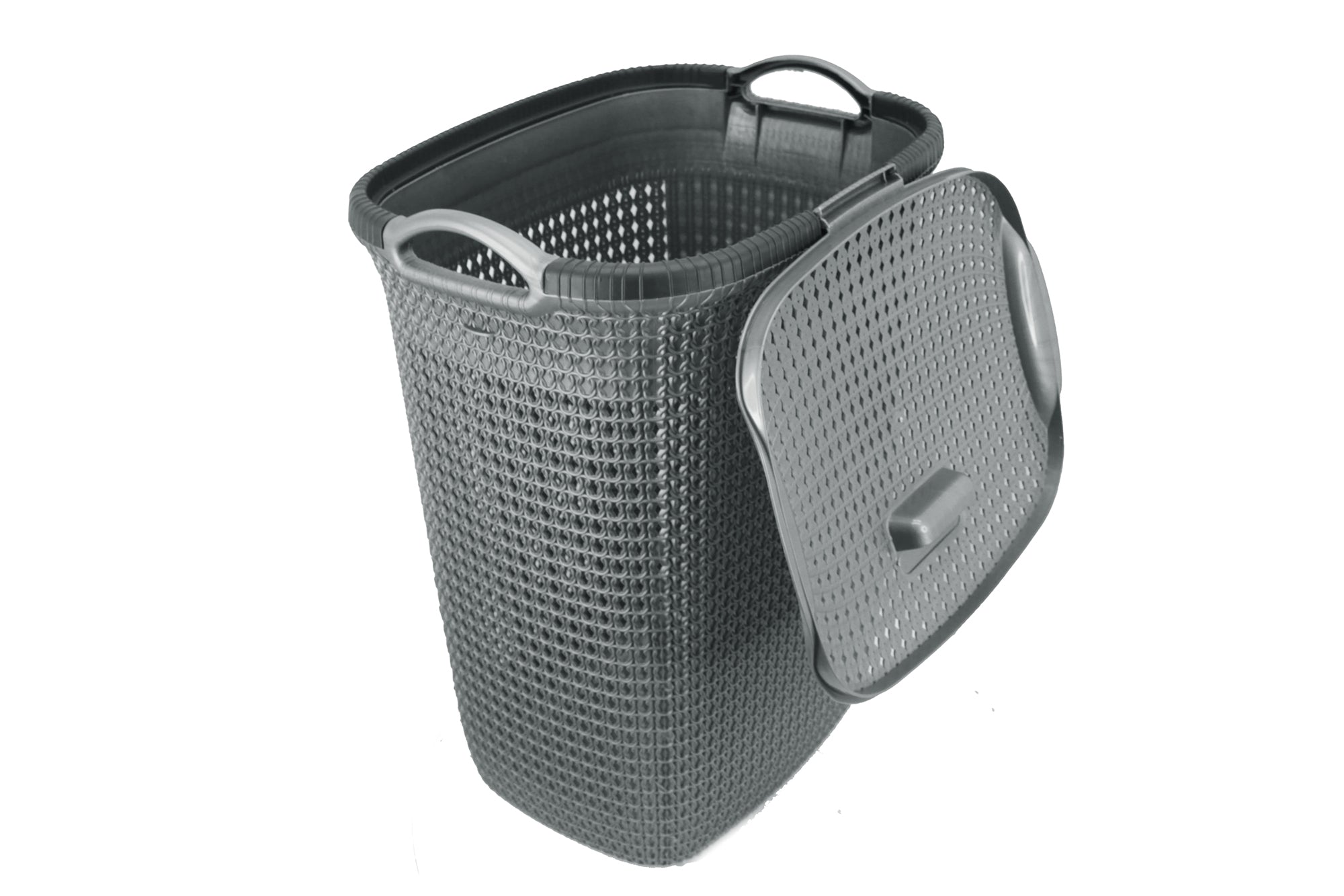 Two Tone PVC Mesh Weave Laundry Basket with Push-2-Lock Lid