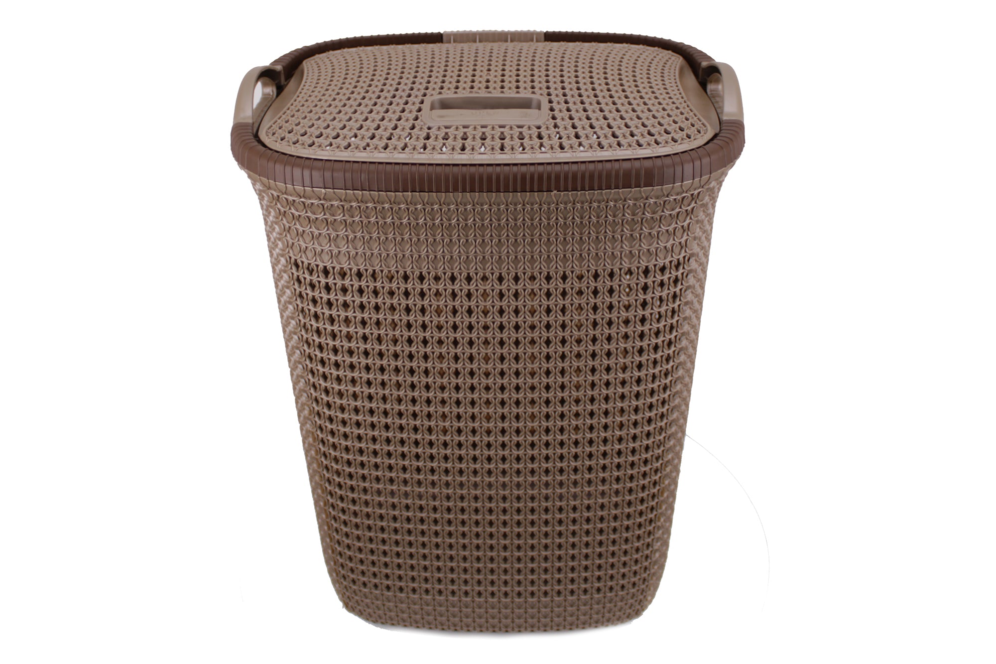 Two Tone PVC Mesh Weave Laundry Basket with Push-2-Lock Lid