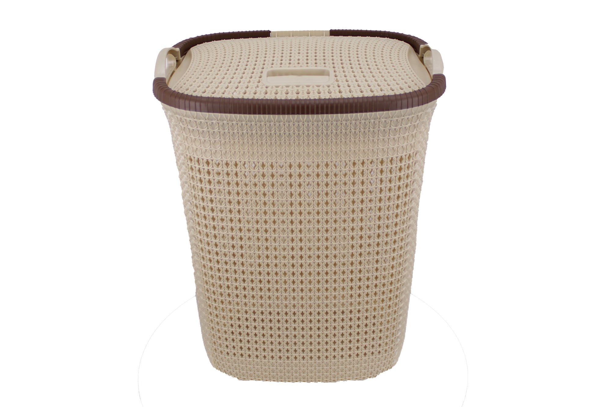 Two Tone PVC Mesh Weave Laundry Basket with Push-2-Lock Lid