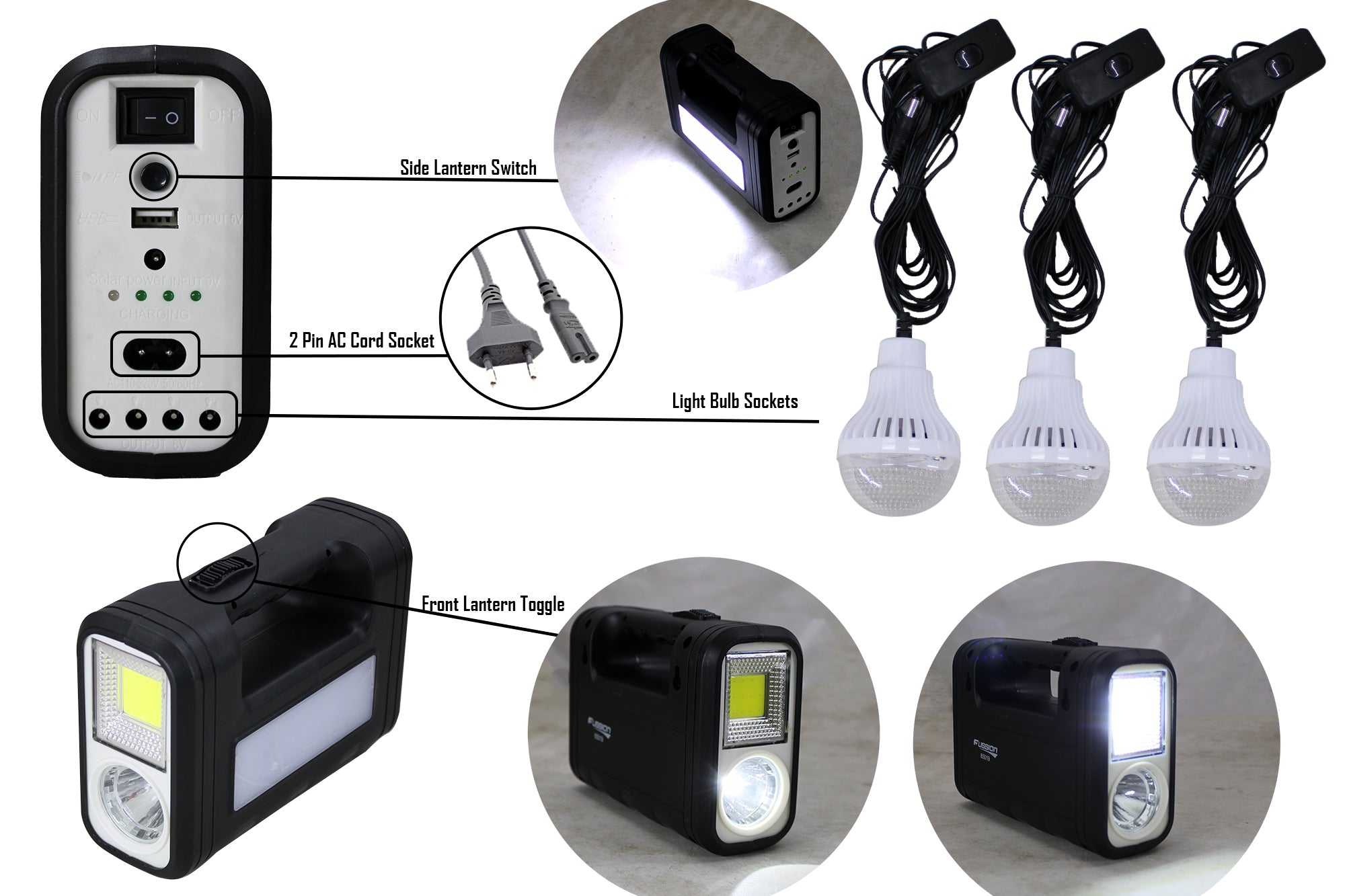 Digital Solar Lighting System With 9V Solar Panel and AC DC Outlets