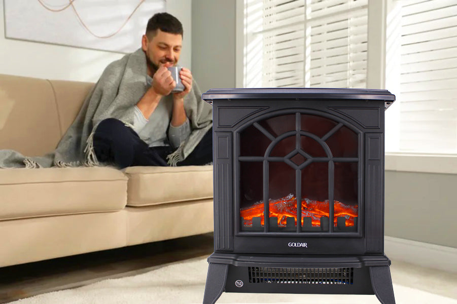 Goldair 2000W Upright Fireplace Electric Heater - GFH-46