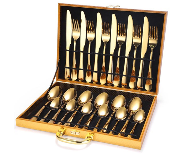 LMA 24 Piece Cutlery Set & Golden Storage Case
