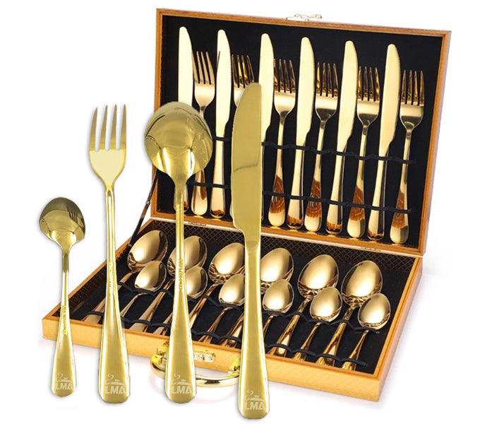 LMA 24 Piece Cutlery Set & Golden Storage Case