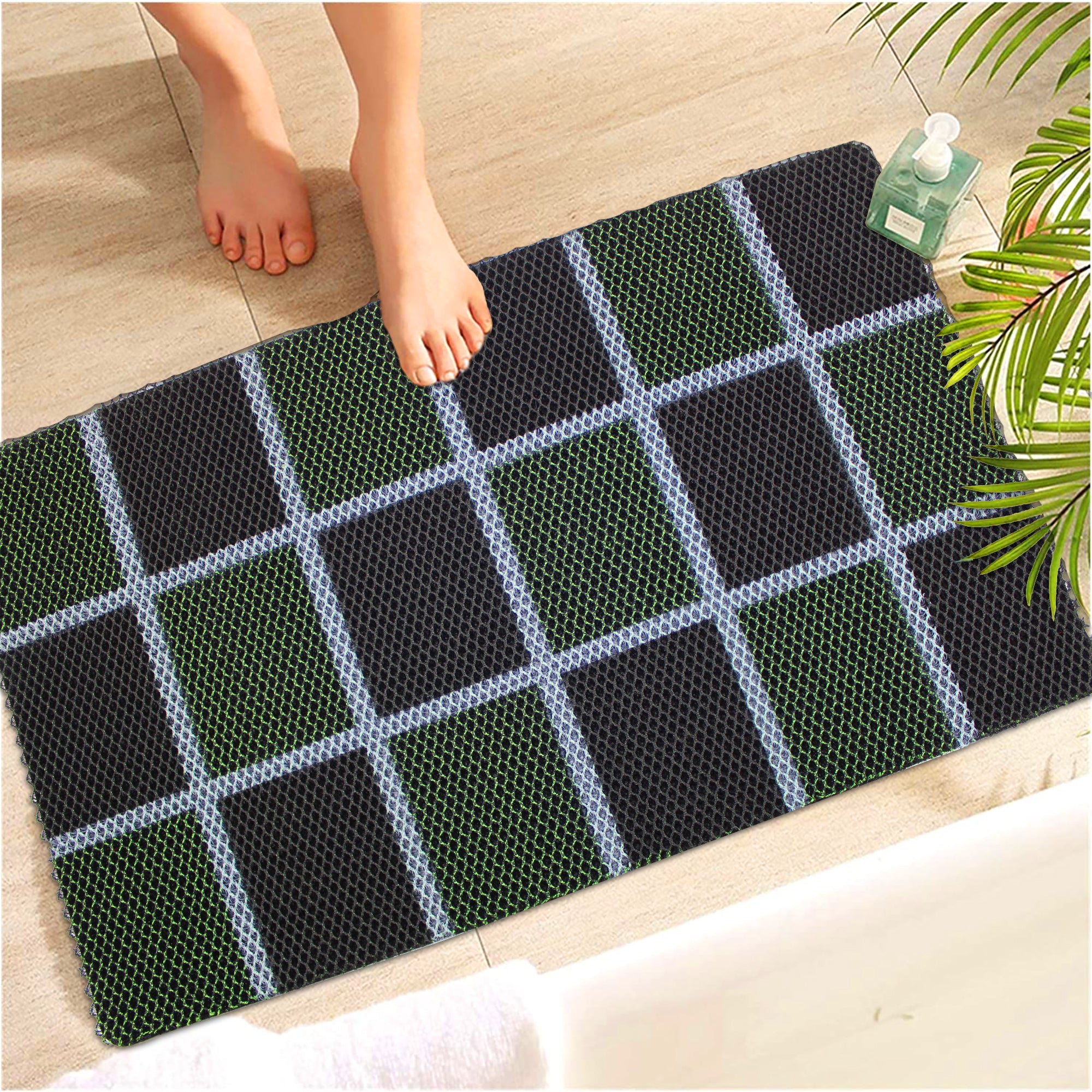 75cmx44cm Water Resistant Abrasive Fiber Checkered Floor Mat