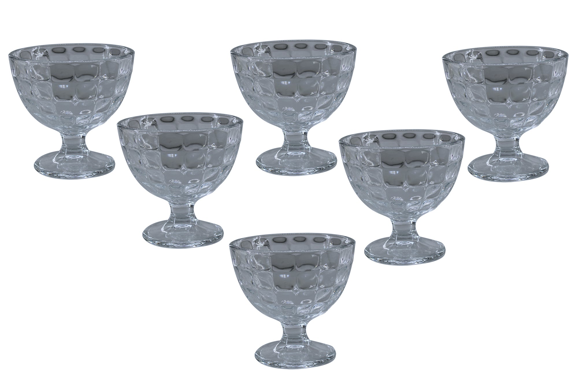 6 Piece Diamond Glass Ice Cream & Sundae Bowl Set