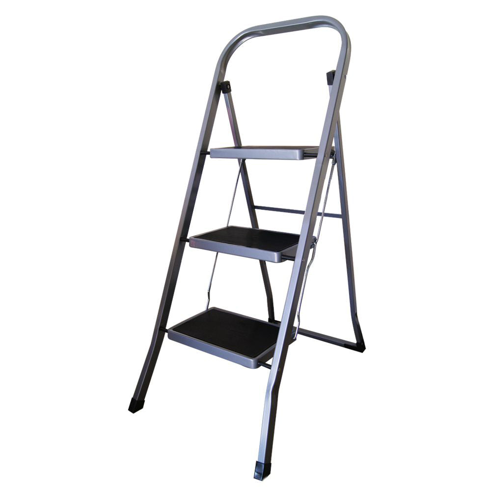 3 Step Steel Ladder With Rubber Padded Rungs