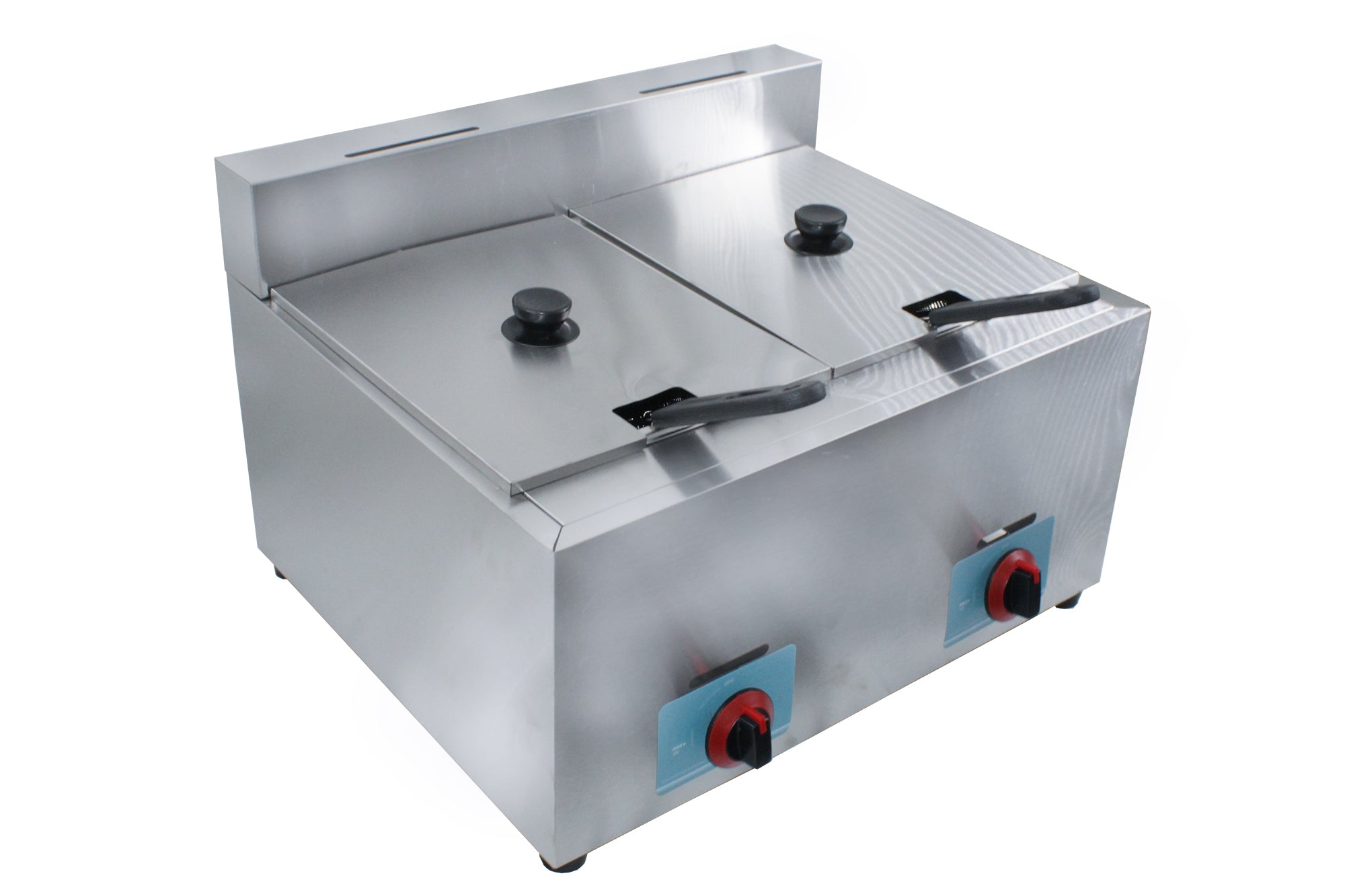 12 Liter Double Pan Commercial Gas Fryer with Tube Burners
