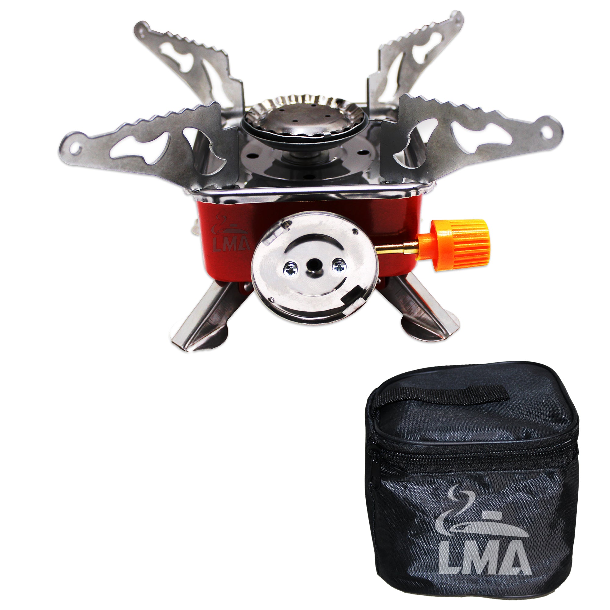 LMA Branded Mini Folding Outdoor Camping Gas Stove and Carry Bag