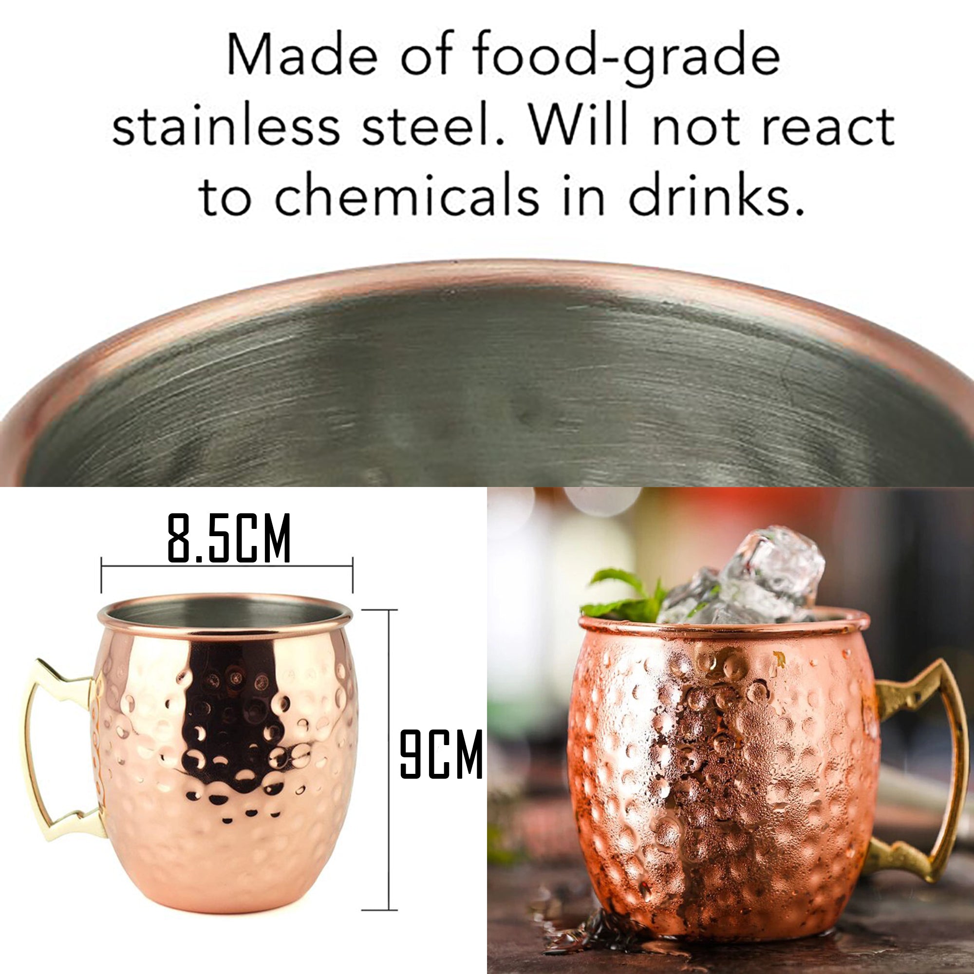 LMA Hammered Stainless Steel Moscow Mule Mug Set - 500ml - 2-Piece