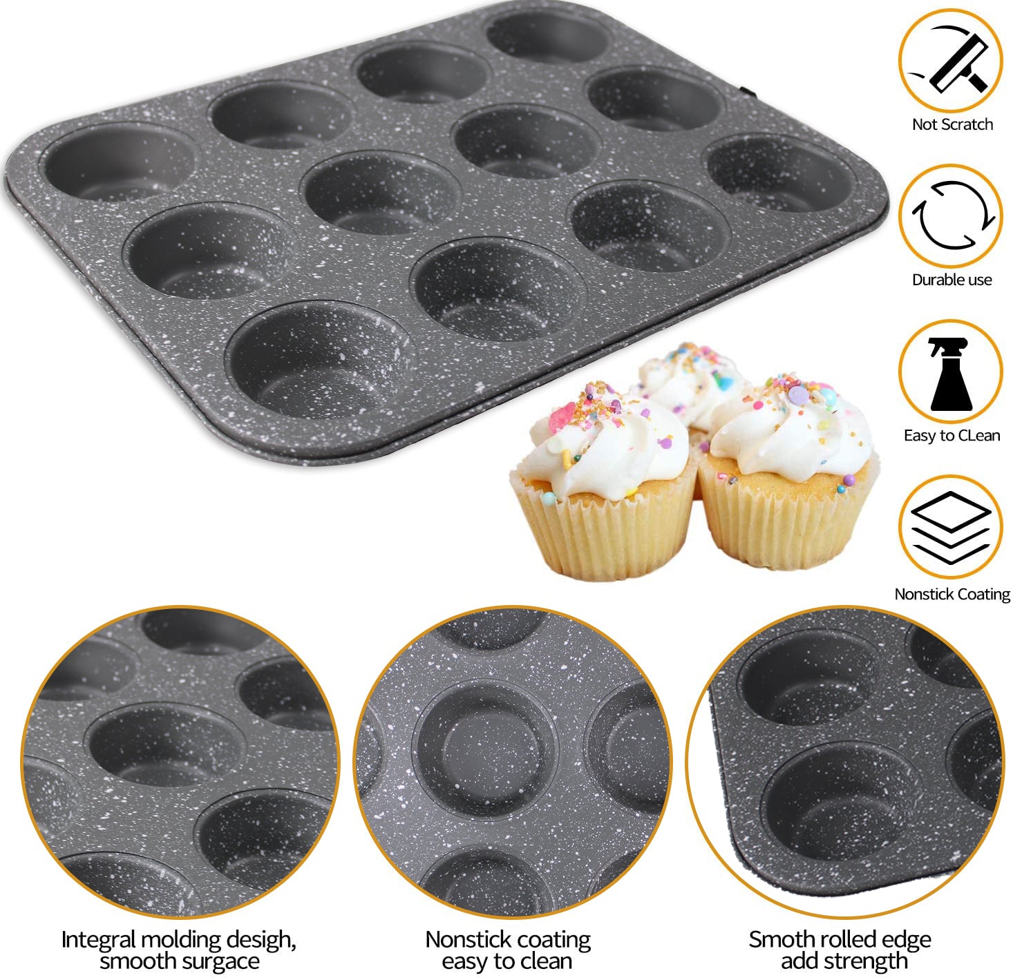 Bergner Orion 12 Cup Non-Stick Carbon Steel Muffin & Cupcake Pan