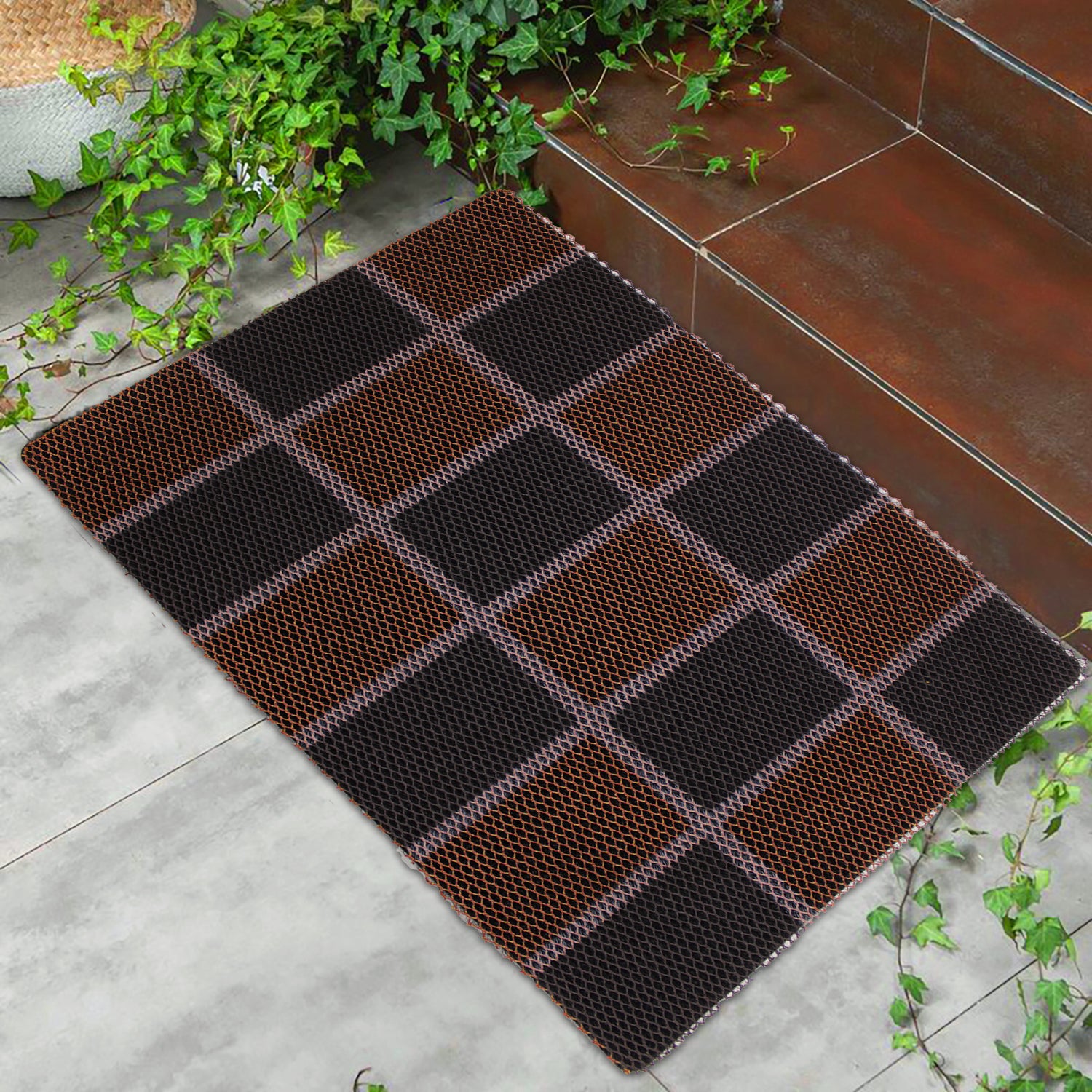 75cmx44cm Water Resistant Abrasive Fiber Checkered Floor Mat