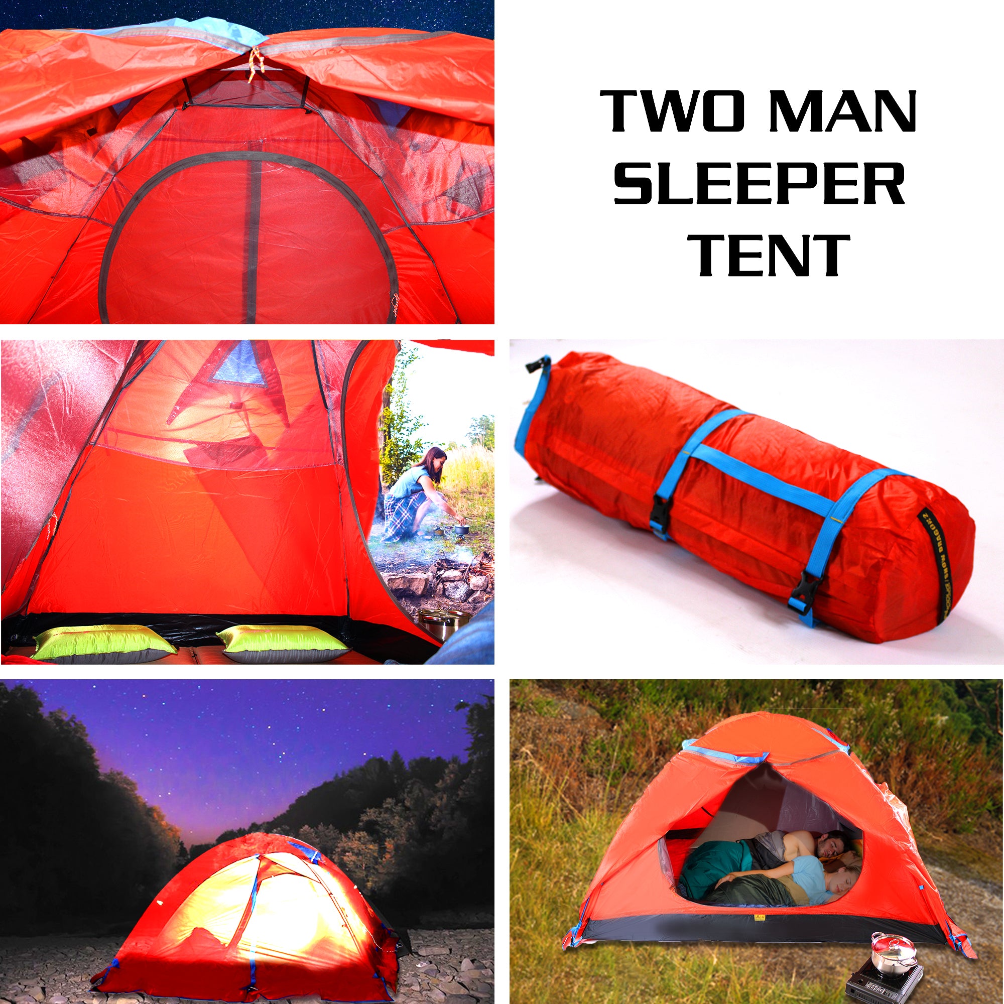 2 Sleepers Ventilated Dome Tent with Waterproof Night Cover