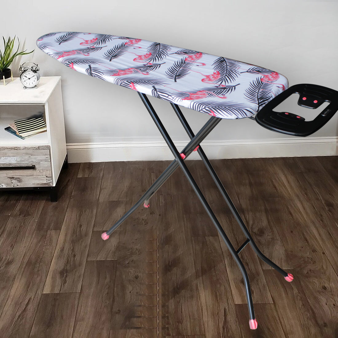 110x33cm Mesh Ironing Board with Safety Iron Rest - Pink Flamingo