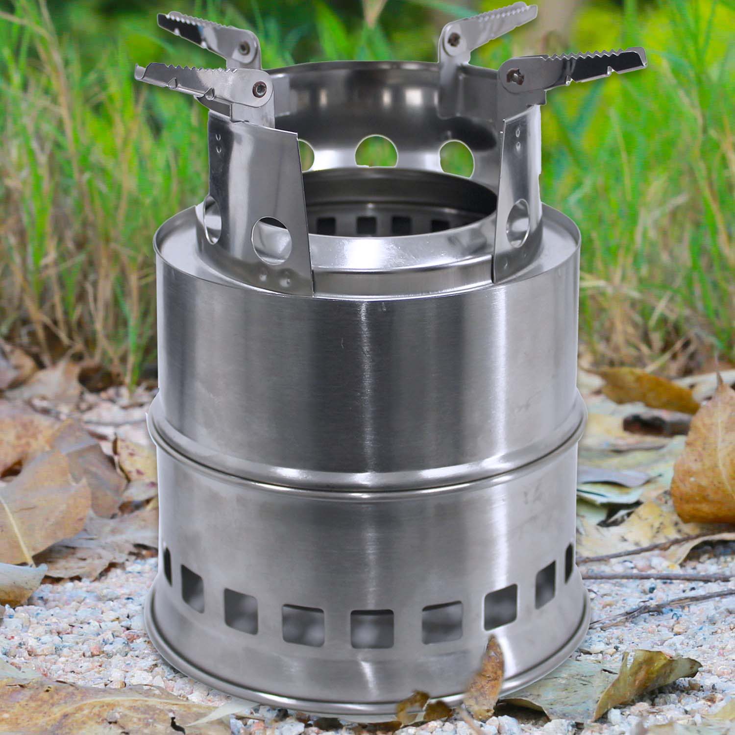 LMA S. Steel Collapsible Mini Camping Stove with 4 Non-Slip Pan Holder