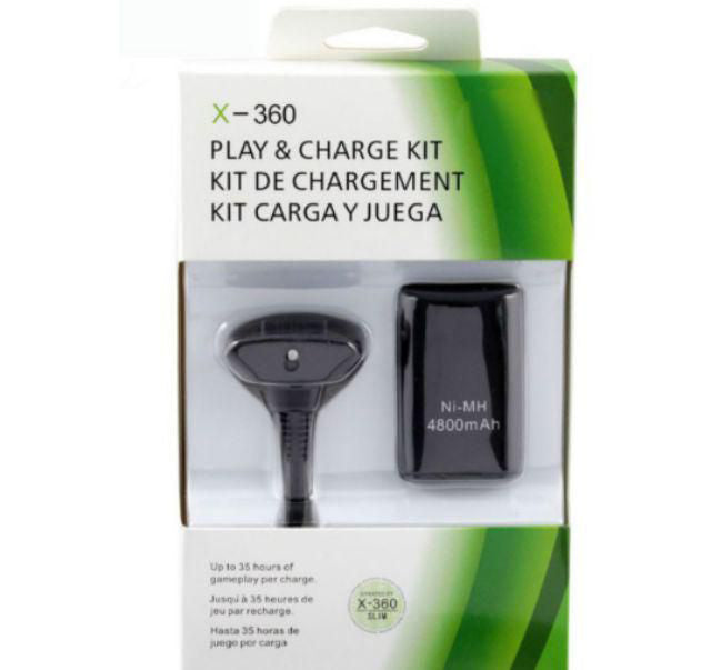 X-Box 360 Play and Charge Kit - Battery & Controller Charger Pack - Black