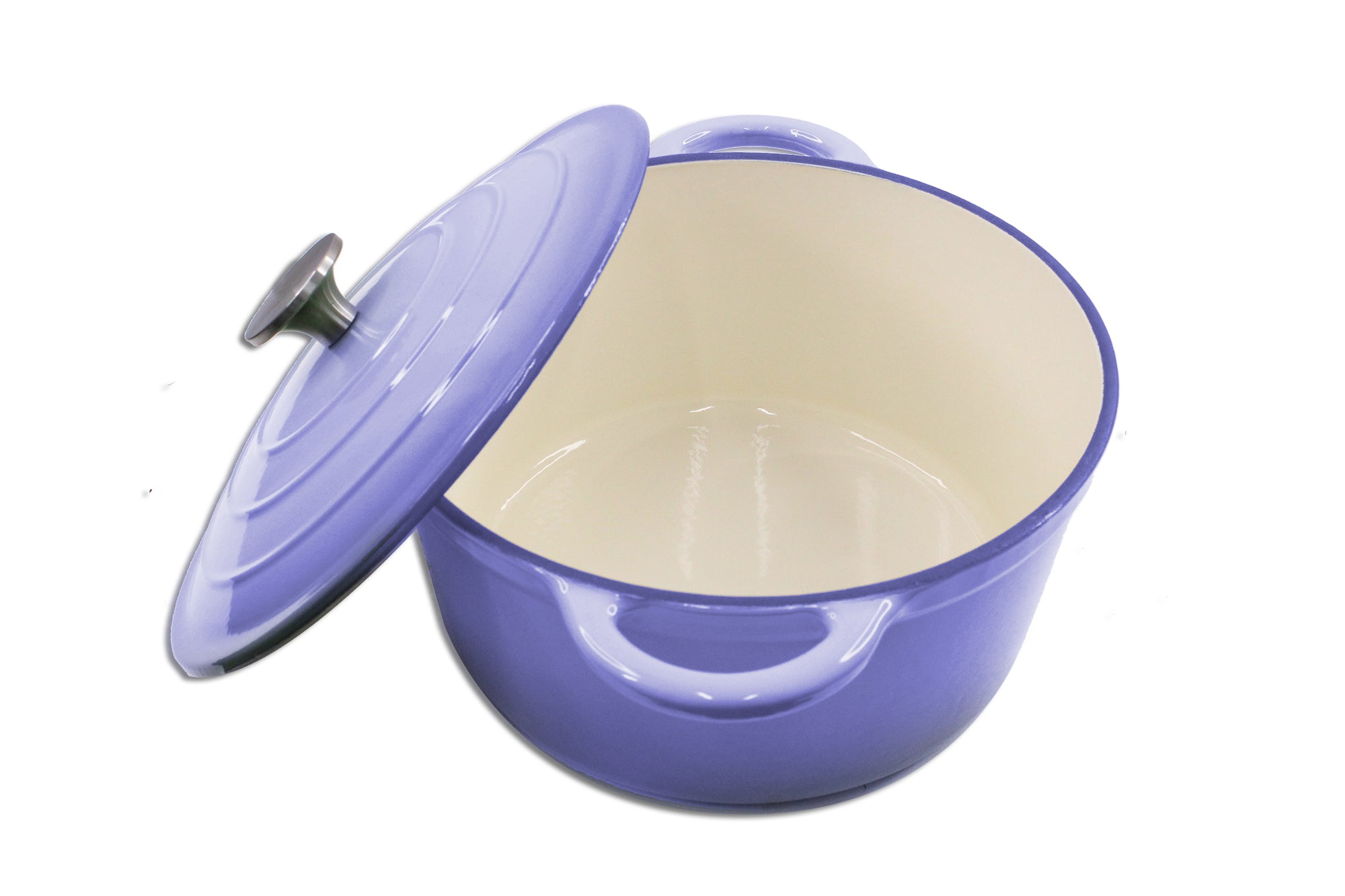 King Cuisine 7 Piece Glazed Cast Iron Dutch Oven Cookware Pot & Pan Set - Purple