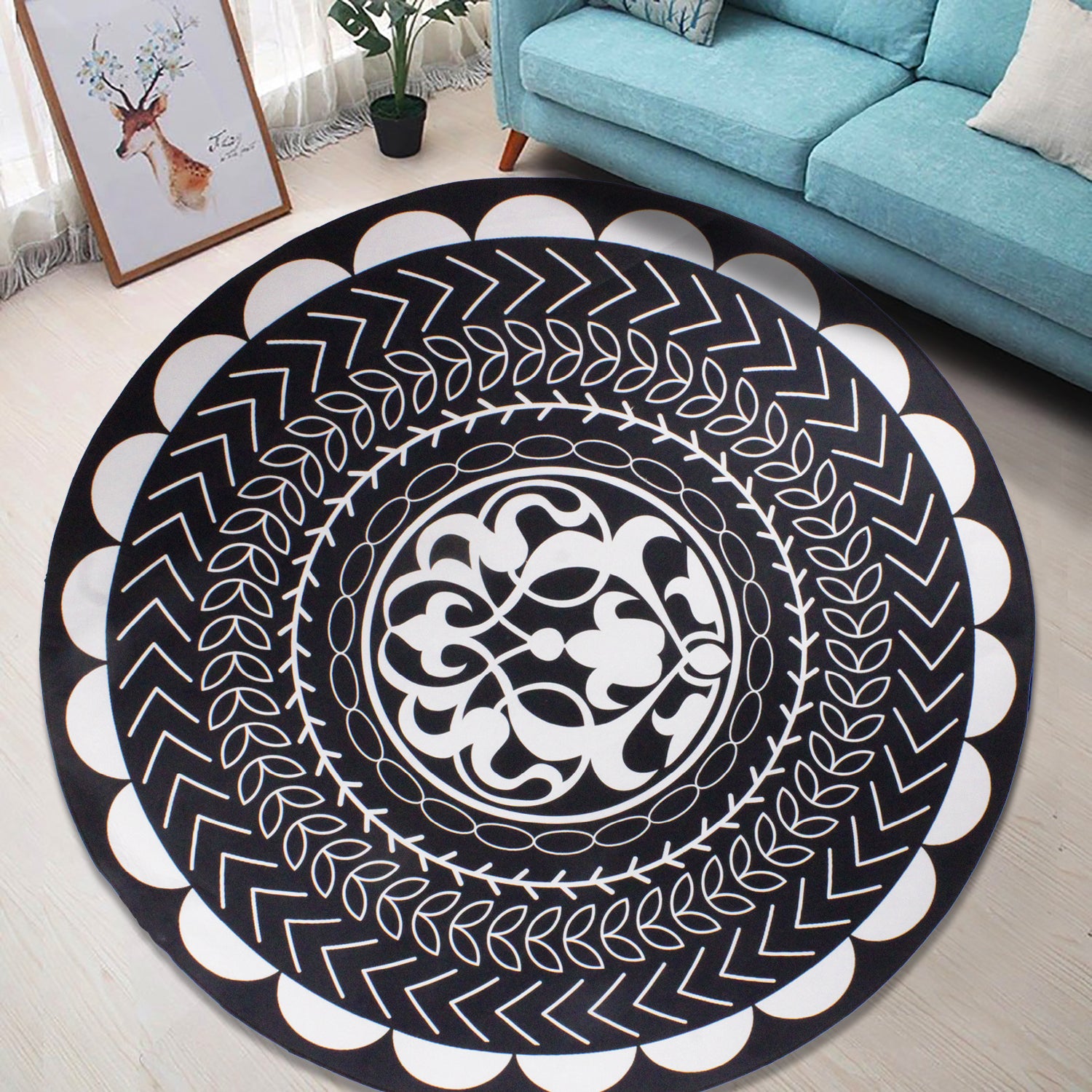 160cm Round LMA Branded 3D Printed Area Rug Lightweight - RM56