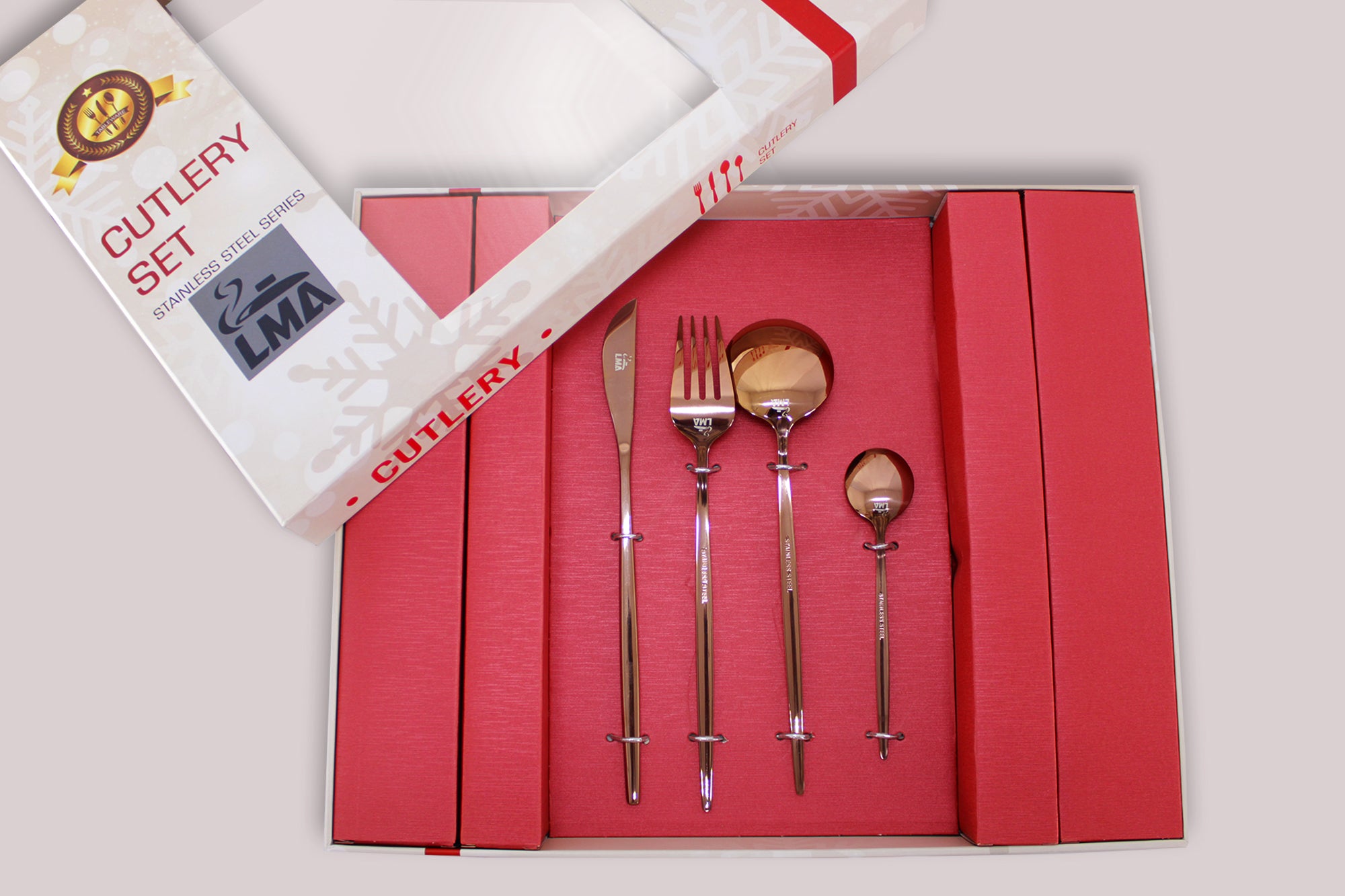 LMA 24 Piece Stainless Steel Flatware Set in Christmas Gift Box