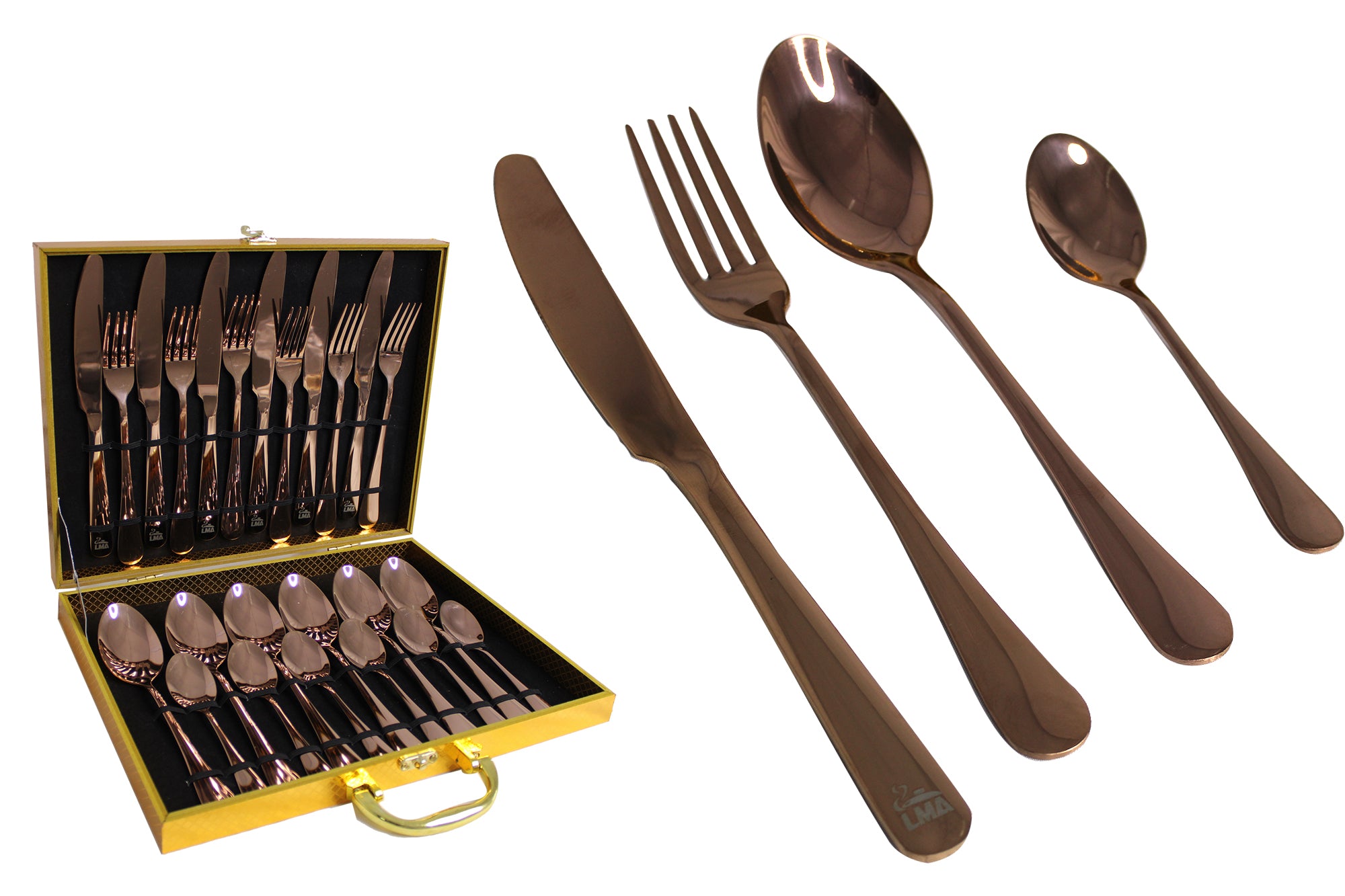 LMA 24 Piece Cutlery Set & Golden Storage Case