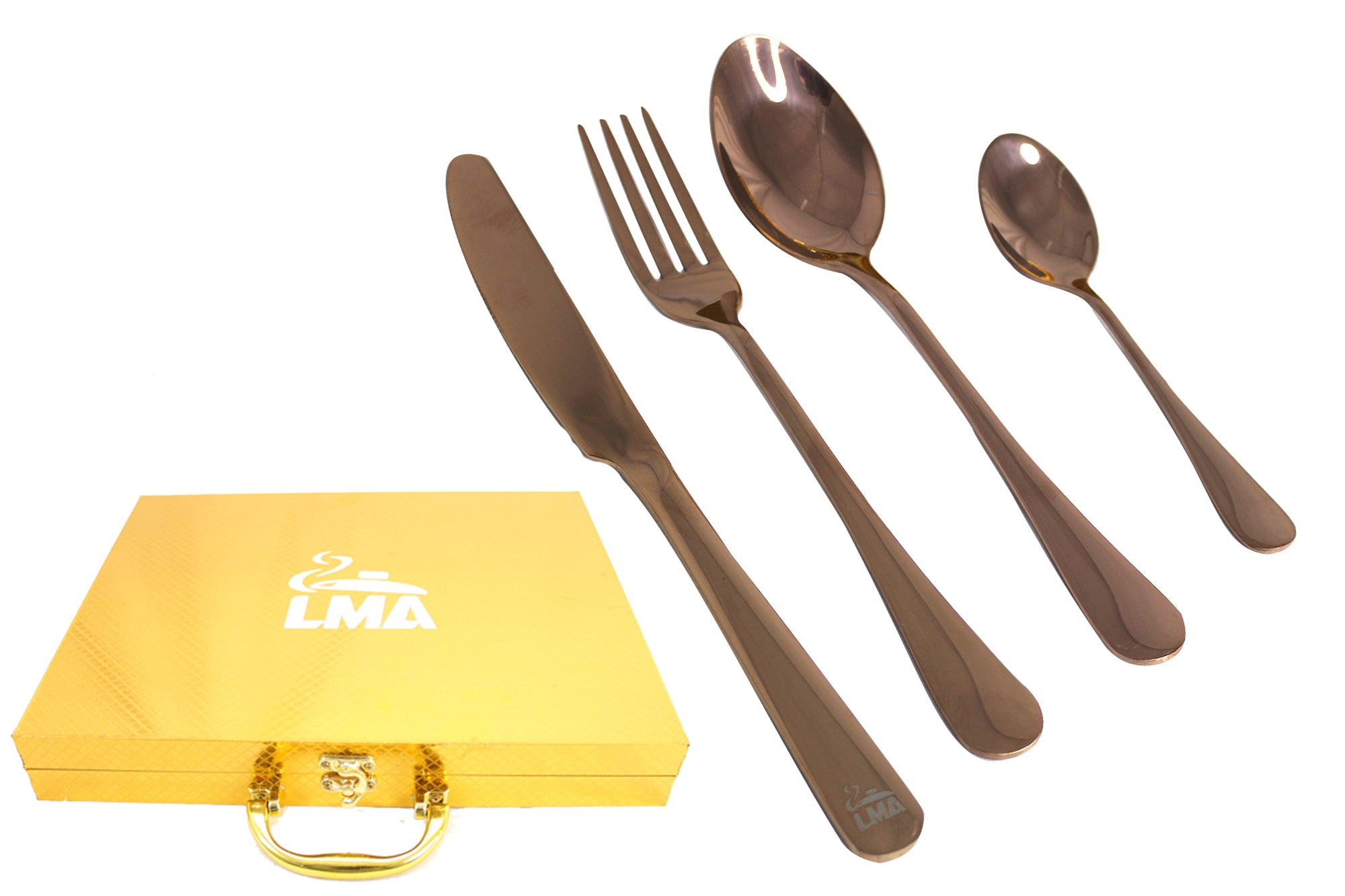 LMA 24 Piece Cutlery Set & Golden Storage Case