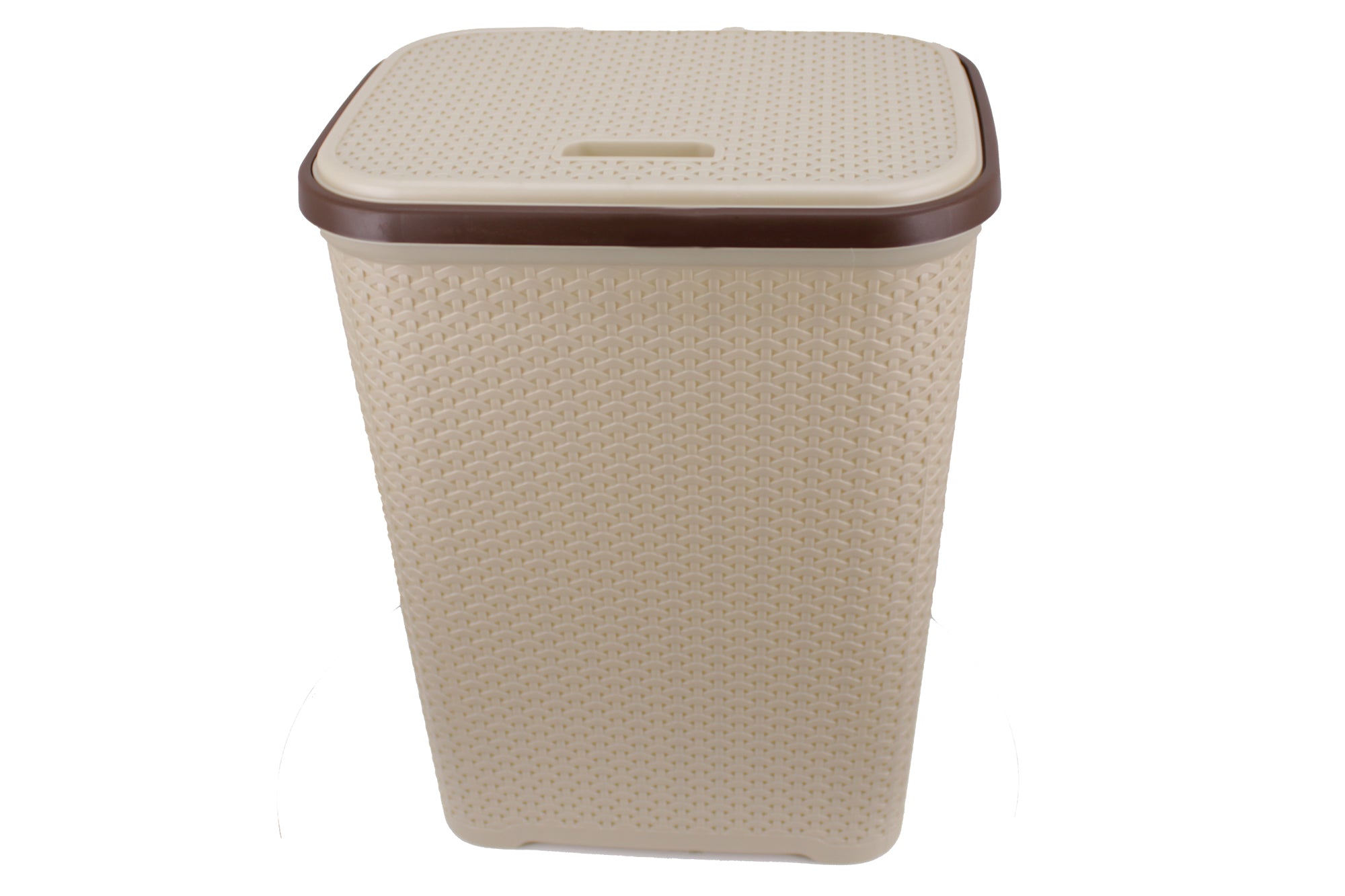 Two Tone Reed Weave Replica PVC Laundry Basket with Hinge Lid