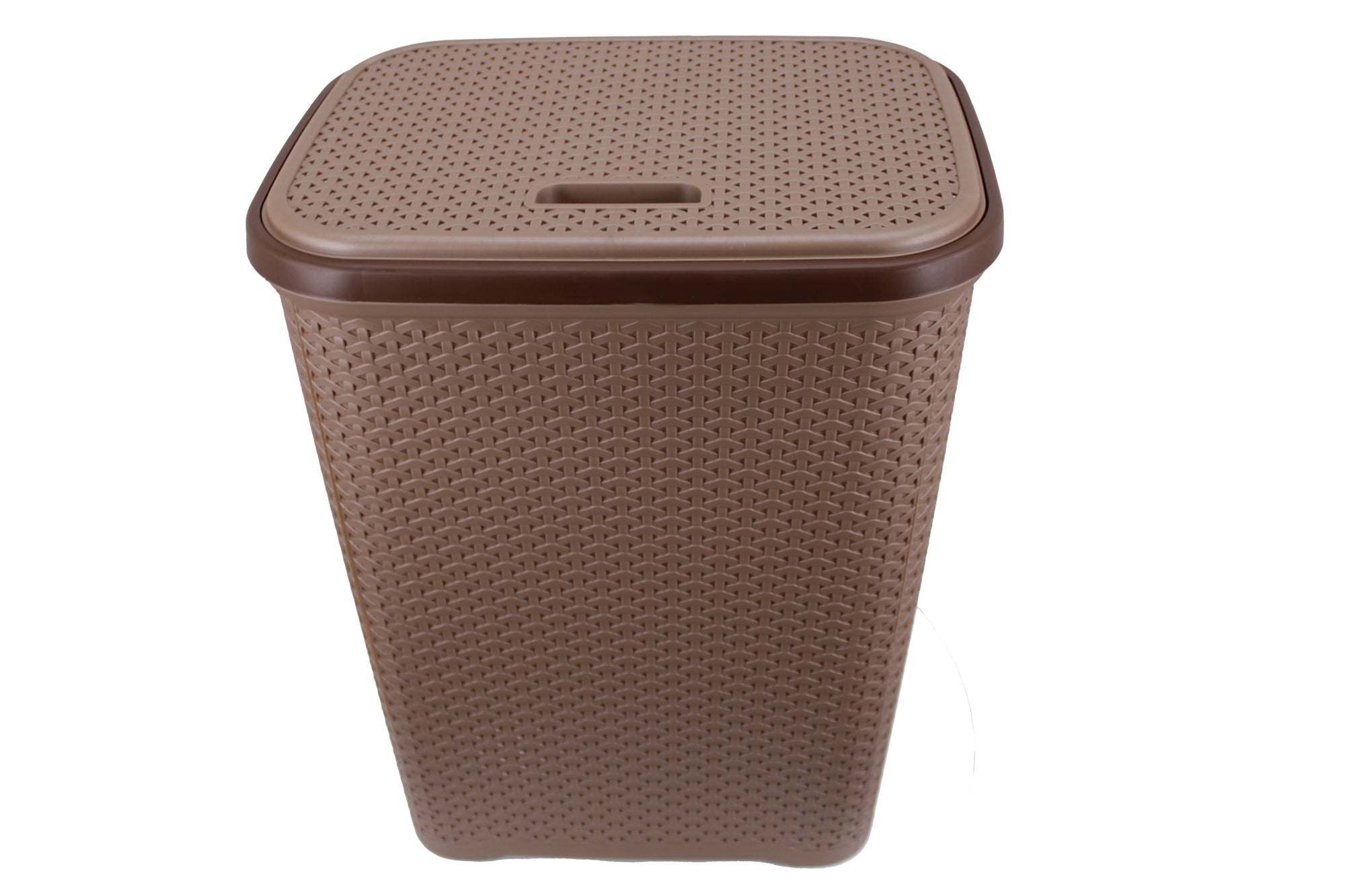 Two Tone PVC REED Weave Laundry Basket with Push-2-Lock Lid