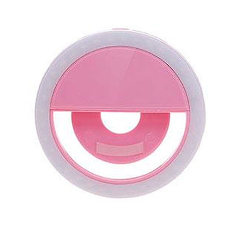 Universal Mobile Clip-On Rechargeable Ring Light with 3 Dimmable Settings - Pink