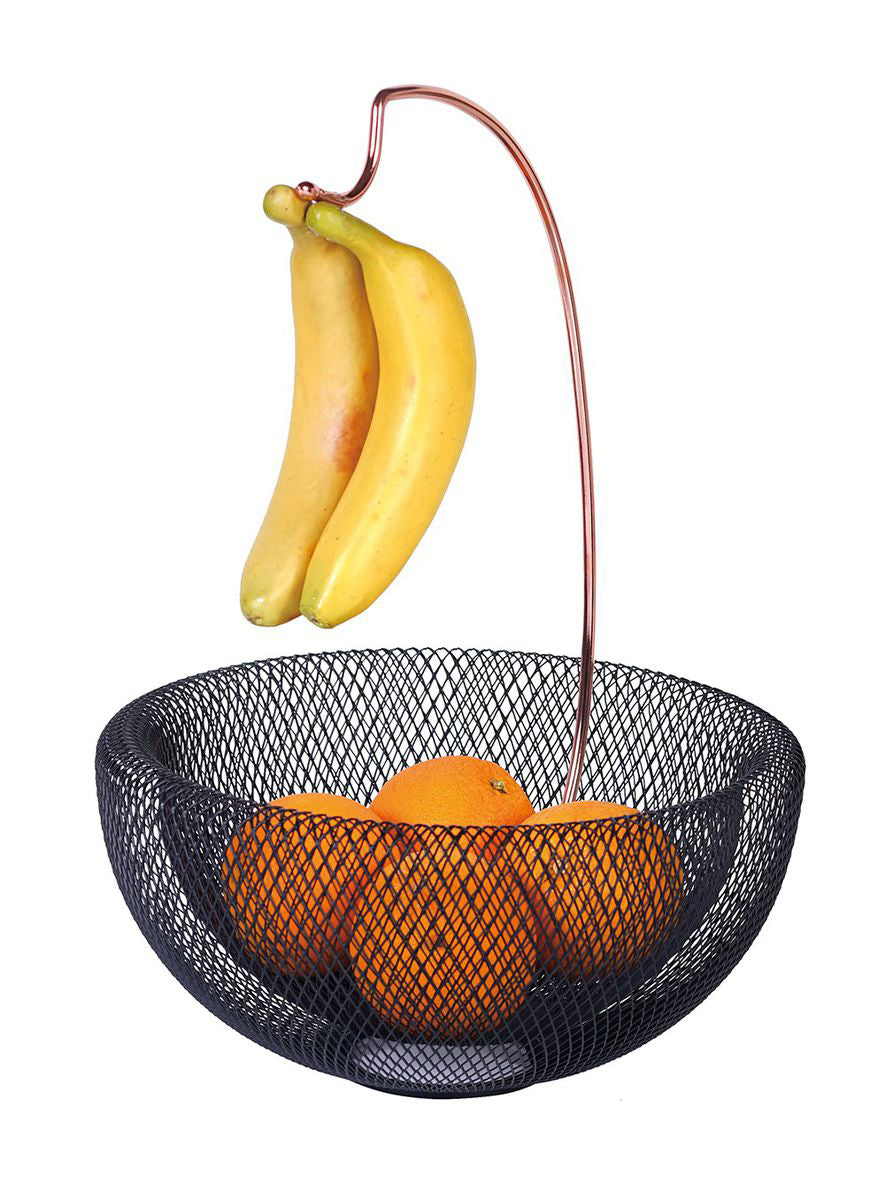 Berlinger Haus 29cm Fruit Basket with Banana/Grape Holder - Black Rose Collection