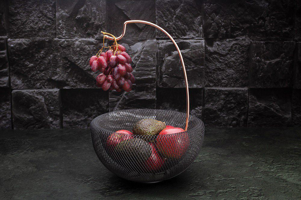 Berlinger Haus 29cm Fruit Basket with Banana/Grape Holder - Black Rose Collection