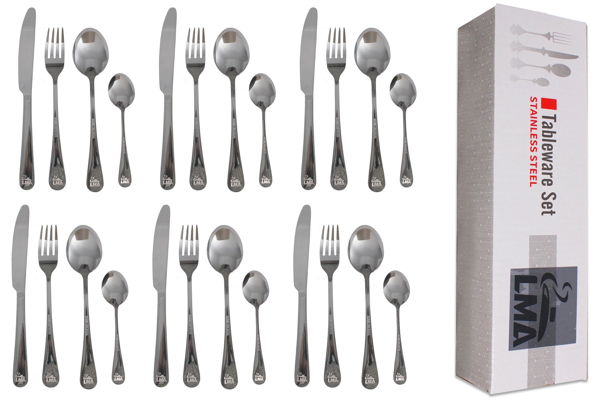 LMA Branded 24 Piece Stainless Steel Cutlery Set