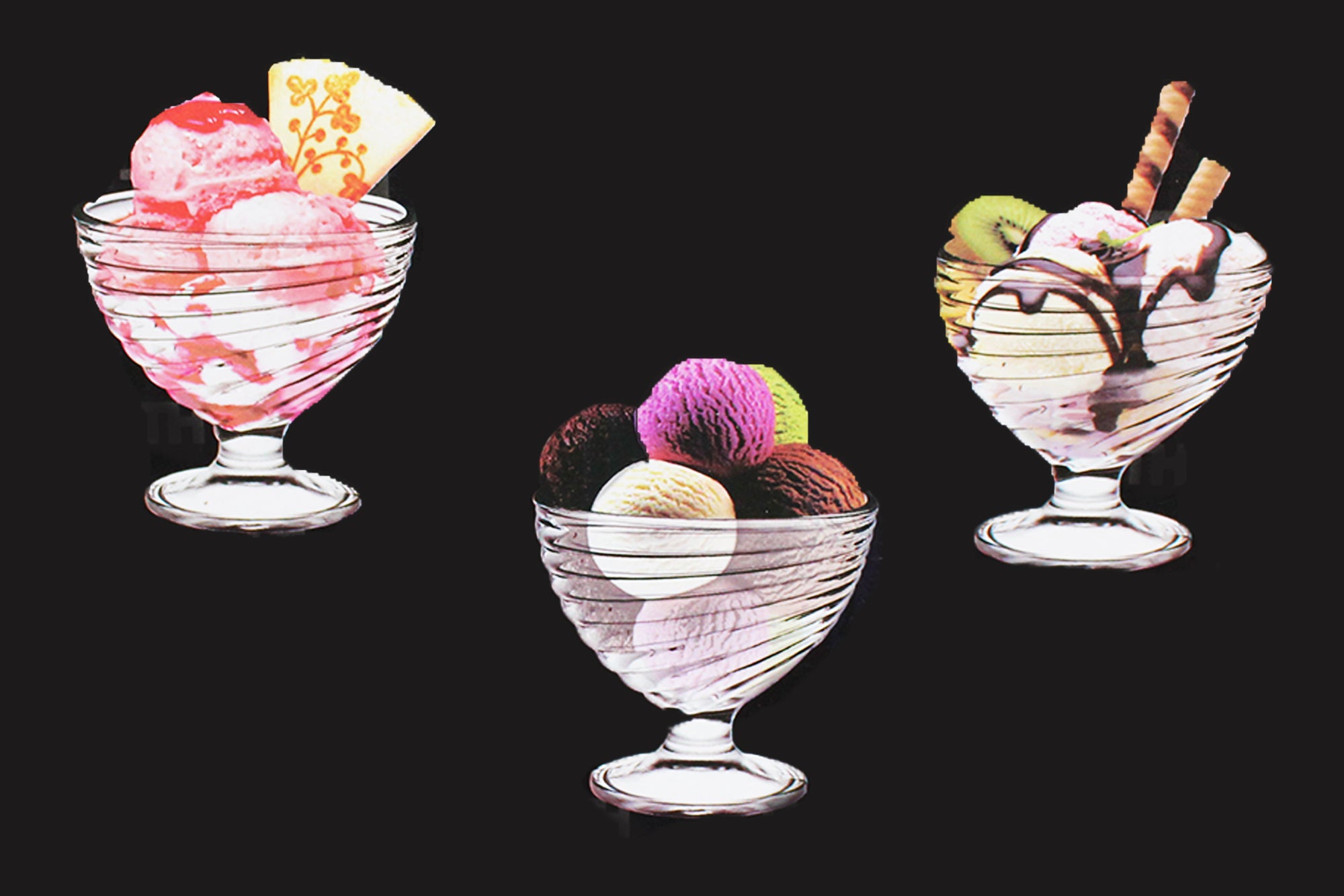 6 Piece Swirl Glass Ice Cream & Sundae Bowls