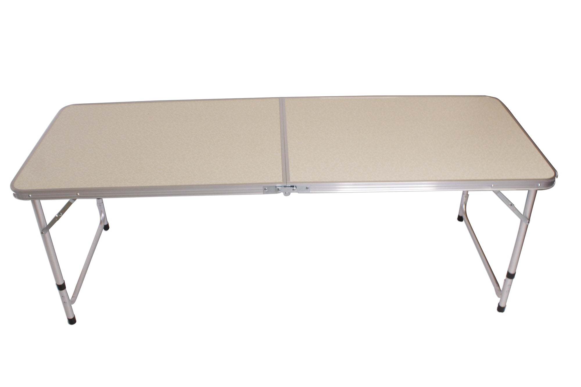160x60cm Adjustable Height Cream Marbling Top Aluminium Frame Folding Table