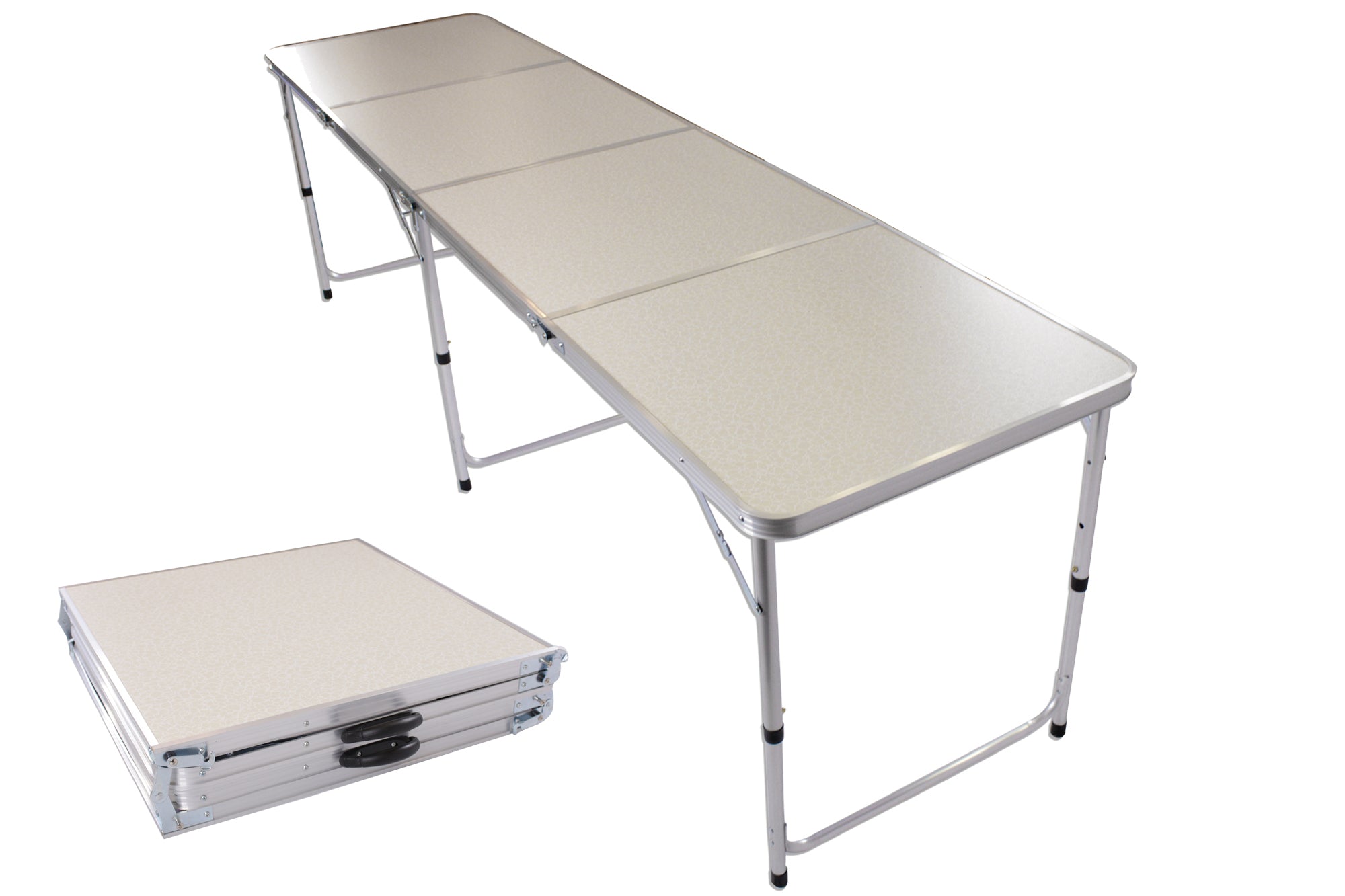 240x60cm Adjustable Height Cream Marbling Top Aluminium Frame Folding Table