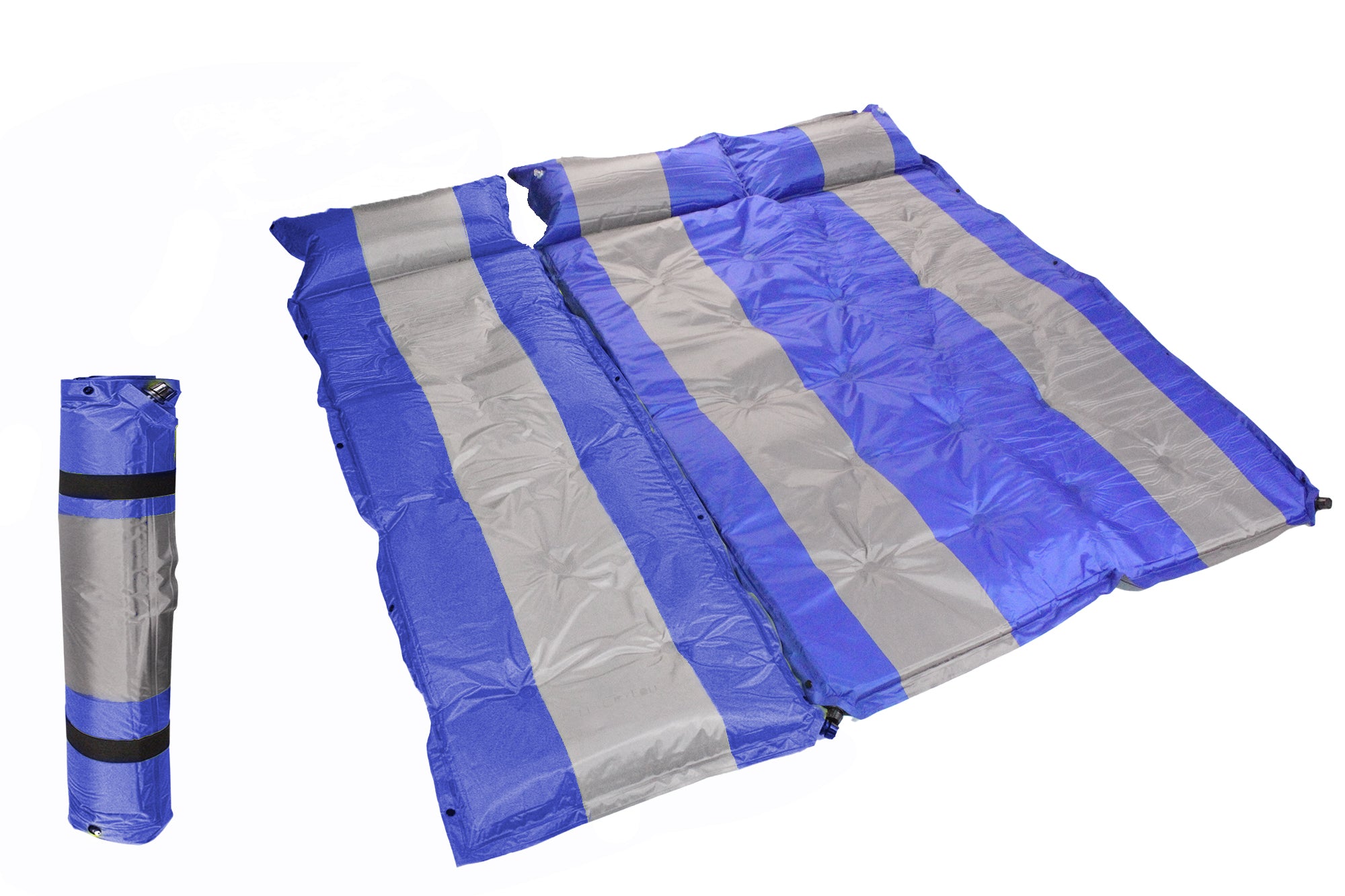 184x180cm Self-Inflating Triple Camping Mattress with Inflatable Headrests