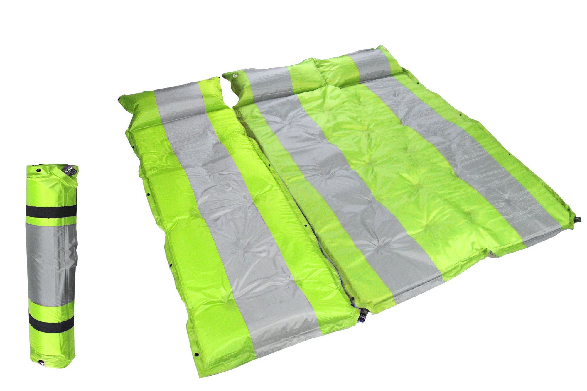 184x180cm Self-Inflating Triple Camping Mattress with Inflatable Headrests