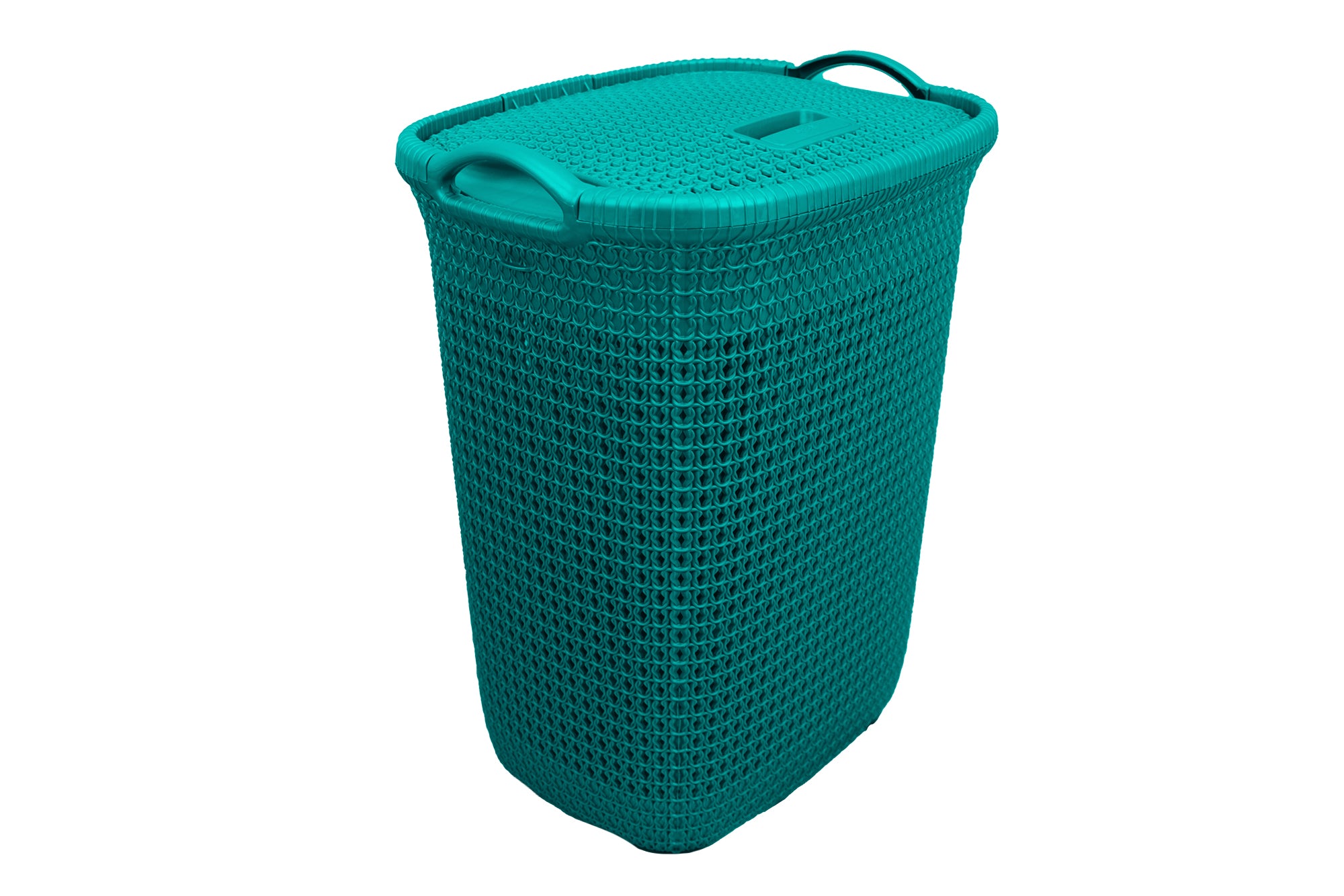 Mesh Weave Replica PVC Laundry Basket with Hinge Lid