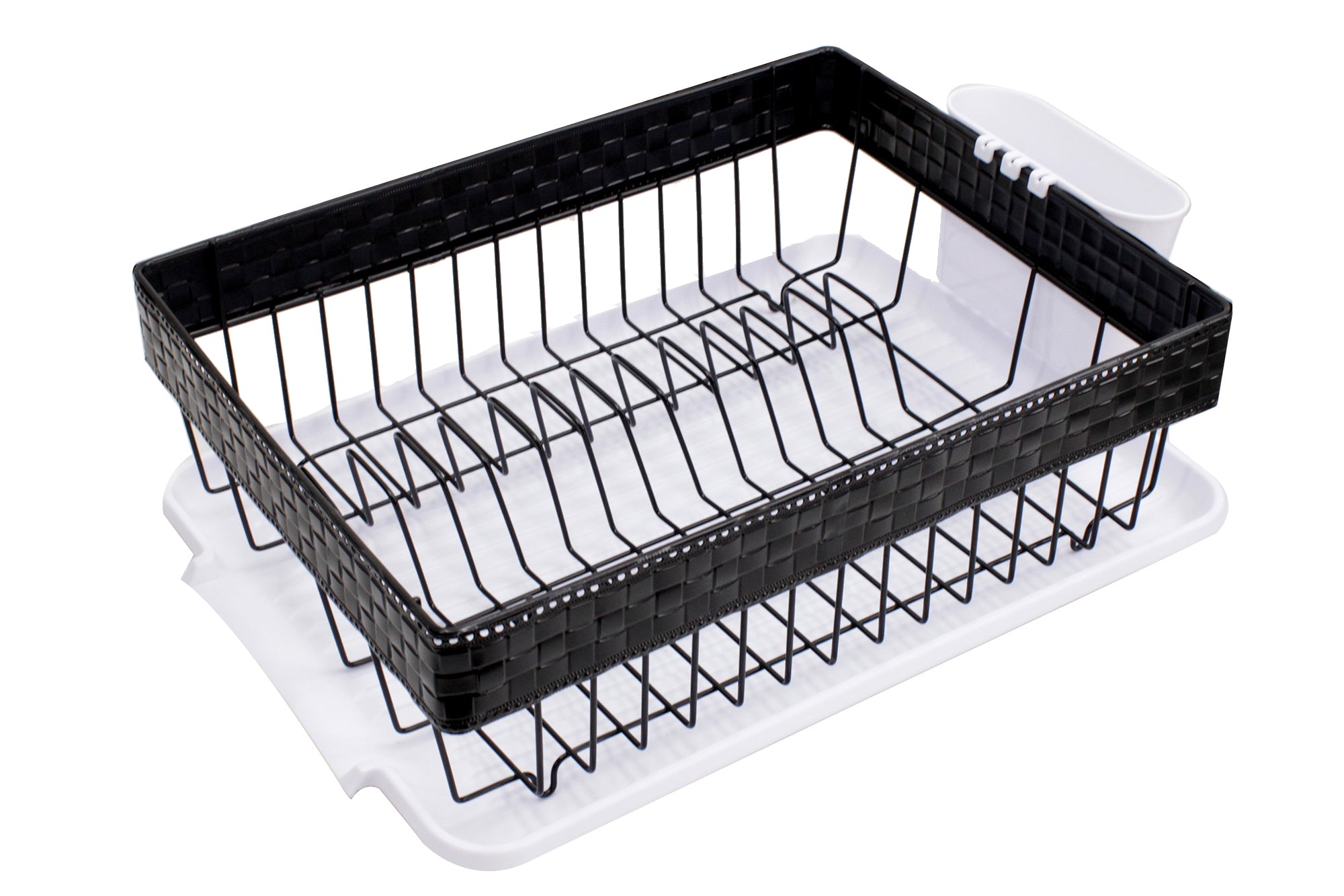 40cm x 30cm Weave Dish Draining with Cutlery Holder & Drip Tray