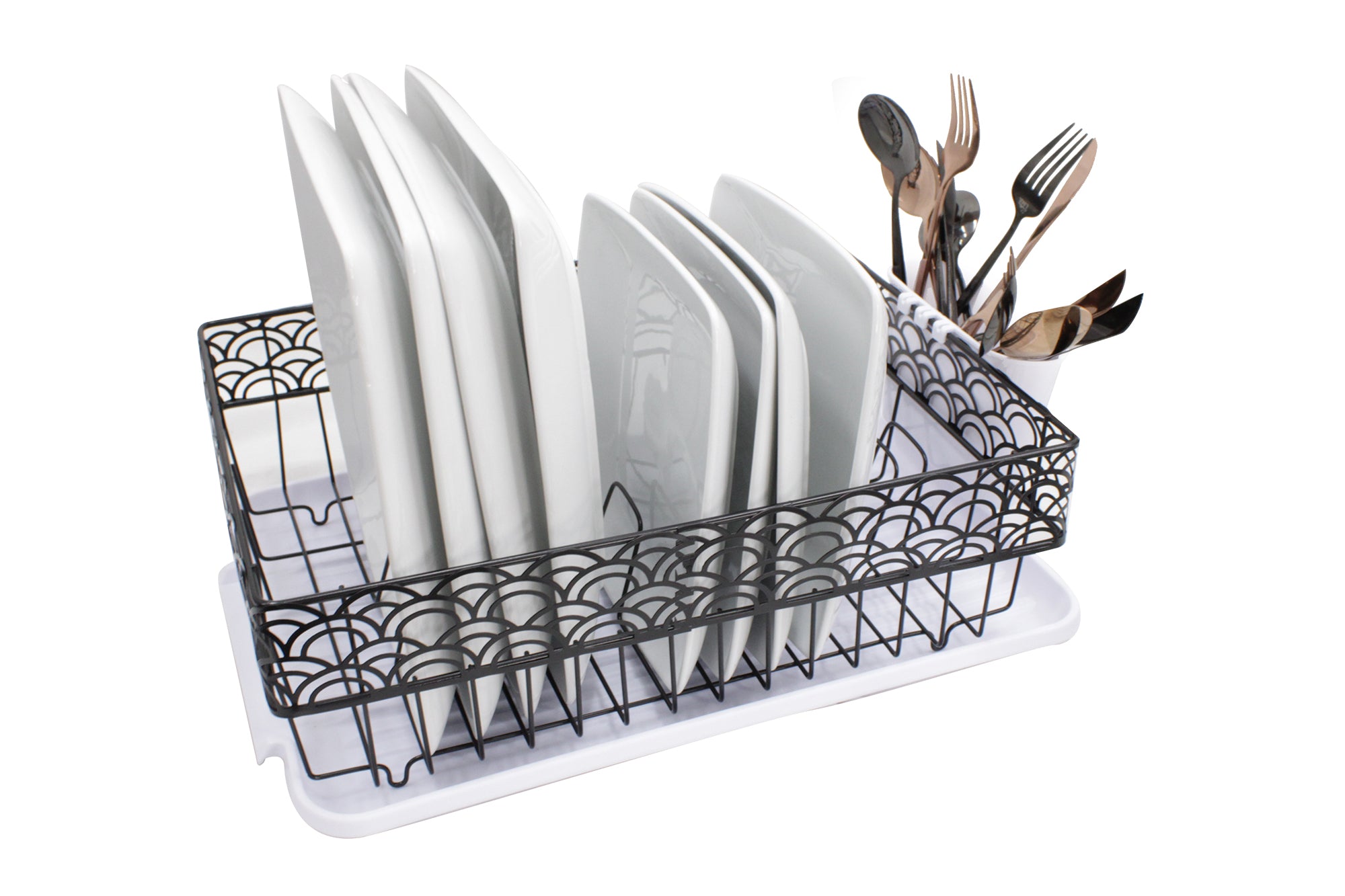 40cm x 30cm Arches Dish Draining with Cutlery Holder & Drip Tray 40 x 30 x10 cm Arches Dish Draining with Cutlery Holder & Drip Tray